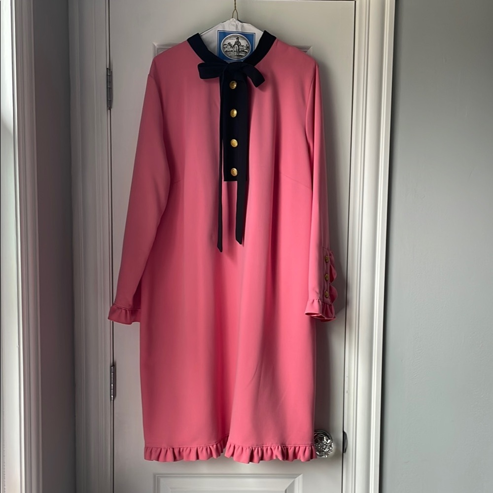 Elloquii Elegant Pink Dress with Black Accents Size 16